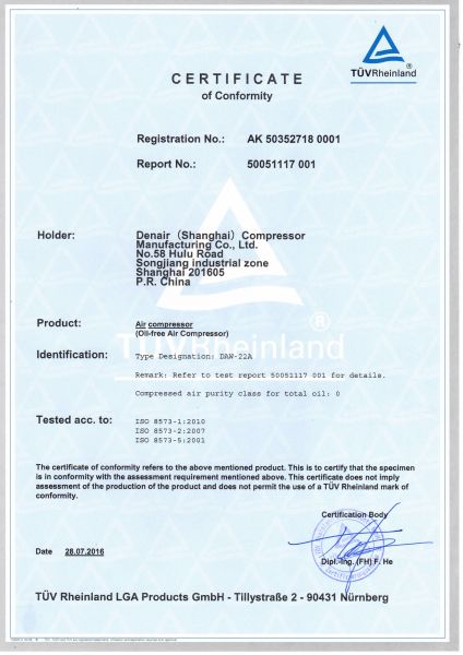 Certificate of Conformity_DENAIR oil free air compressor.jpg
